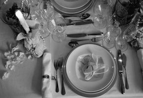 Porcelain and silver cutlery